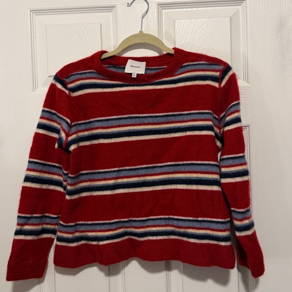 Reformation Cashmere Boyfriend Sweater Red Stripe - Picture 5 of 6